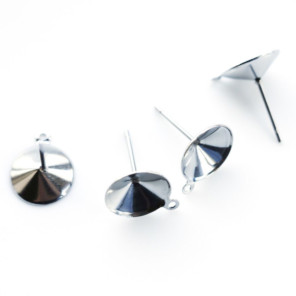 пуссеты "риволи+", место для страза 10 мм, сталь, 10.5 мм