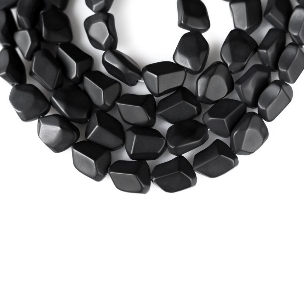 бусина, стекло "нагет", матовая, цвет черный, 15x12x9.5 мм