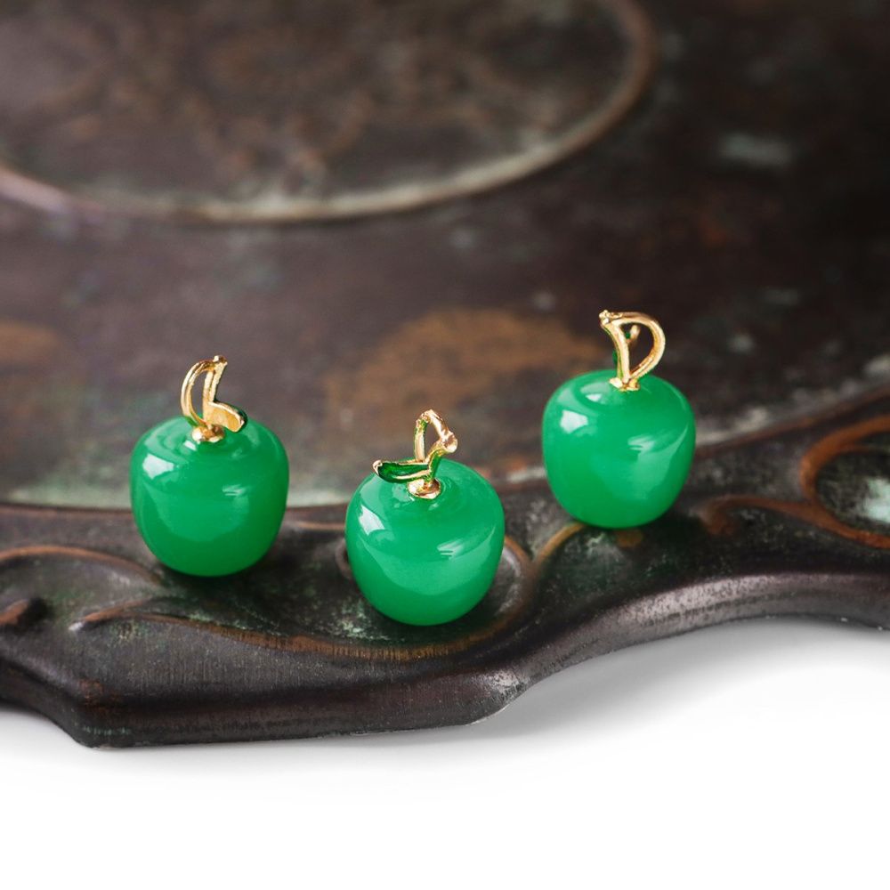 подвеска лэмпворк "яблоко", цвет зеленый, 19x14 мм