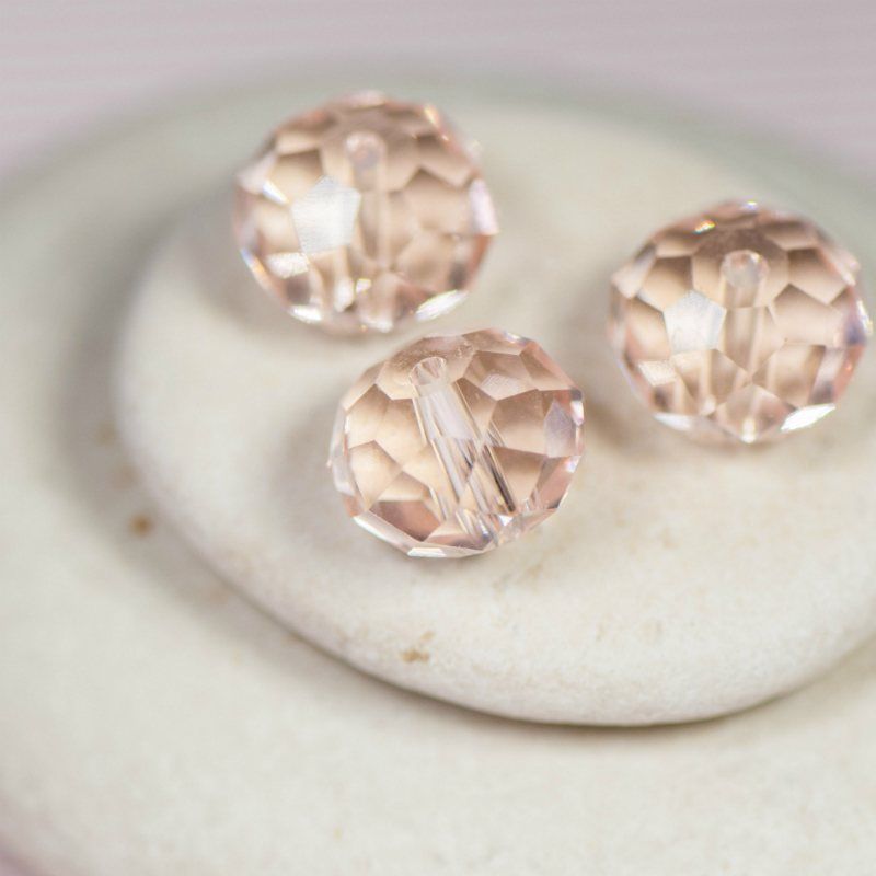 бусина, стекло абакус 12, граненая, цвет розовый, 12х8 мм