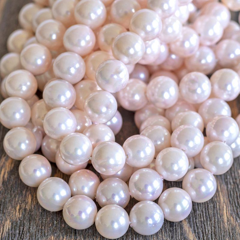 ракушечный жемчуг круглый, цвет светло-розовый, 8 мм