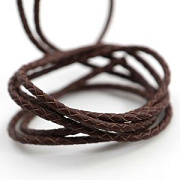 Шнур кожаный круглый, плетеный, цвет коричневый, диаметр 3 мм