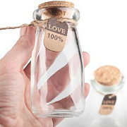 Бутылочка с крышкой, с тегом, прозрачная, 10.5x4.8 см