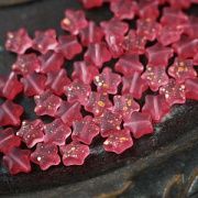 Бусина "Звездочка", стекло, цвет блеклый красный матовый, 8x8.5x4 мм