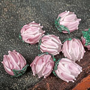 Бусина, Лэмпворк "Колокольчик большой", стекло, цвет блеклый розовый, 13-14.5x13-15 мм