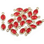 Подвеска металл "Эллипс", позолота/красный, 9x4.5x2 мм