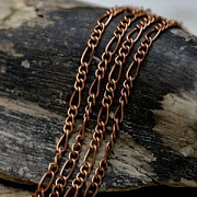 Цепочка "Фигаро", цвет красная медь, звено 3.5x0.8 мм