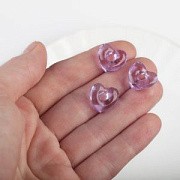 Бусина, Лэмпворк "Сердце-софт", стекло, цвет сиреневый прозрачный, 13.5-14x15x4.5-5 мм