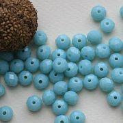 Бусина, имитация нефрита, стекло абакус, цвет голубой, 8х6 мм