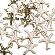 Подвеска металл "Морская звезда", позолота/белый, 22x20x3.5 мм