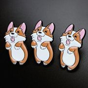 Значок металл "Корги", эмаль, цвет рыжий/белый, 32x17 мм