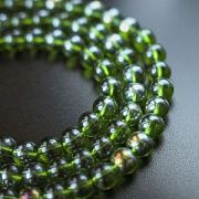 Бусина, стекло 8, цвет зеленый АВ, 8-8.5 мм