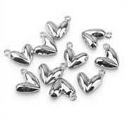 Подвеска металл "Сердце", покрытие платина, 17x15x6 мм