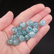 Бусина, Лэмпворк "Росинки", стекло, цвет бирюзовый, 10-10.5 мм