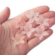 Бусина, акрил "Оксалис", матовая, цвет бледно-розовый, 24x25.5x5.5 мм