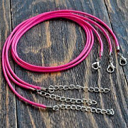 Основа для ожерелья с замком, вощеный шнур, темно-розовый, 450х2 мм