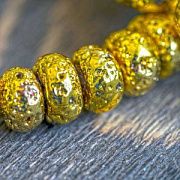 Бусина лава натуральная 8.5, абакус, цвет золотой металлик, 8.5х5 мм