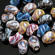 Бусина, керамика "Антик", боб, цветовой микс, 20-21x16-17x14-15 мм 