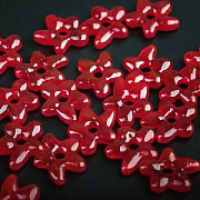 Бусина, Лэмпворк "Цветок-софт", стекло, цвет красный, 18-18.5x17-17.5x4-5 мм