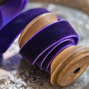 Лента, бархат, цвет темный фиолетовый, ширина 15.9 мм