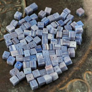 Бусина, Лэмпворк "Кубик", стекло, цвет васильковый, 5.5x6x5.5 мм