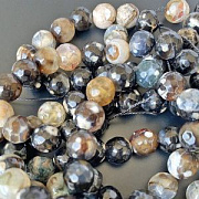 Бусина агат 8, граненый, цвет коричневый, колорир., 8 мм (стренд 12 шт.)