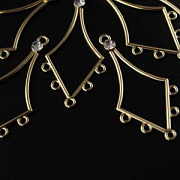 Коннектор "Сингулар" со стразами, светлое золото/прозрачный, 41x20x1.5 мм