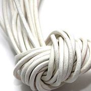 Шнур кожаный, цвет белый, диаметр 2.5 мм