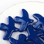 Бусина, Лэмпворк "Голубь", стекло, цвет синий, 34x42x9 мм