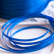 Лента, атлас, цвет голубой холодный, ширина 3 мм
