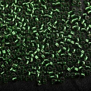 Бисер "Радуга", цилиндр, цвет зеленый/серебрение, 2x1.5 мм (уп 7 г)