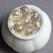 Бусина, стекло абакус 14, граненая, цвет шампанского, 14х10 мм