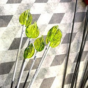 Бусина, Мурано "Листик березы", зеленый , 19х19 мм