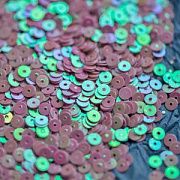 Пайетки плоские, мрачно-розовый радужный, 4 мм