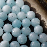 Бусина кварц 8, цвет аквамариновый колорир., 8 мм (стренд 12 шт.)