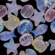 Набор Бусин "Океан", цвет розово-желтый, набор 25 шт