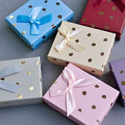 Коробка с бантом "Горошек", картон, цветовой микс, 92x71x26 мм