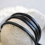Шнур кожаный, плоский, цвет черный, 3х2 мм
