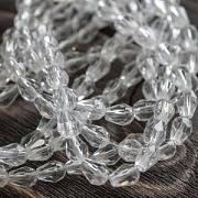 Бусина "Капля", граненая, стекло, цвет прозрачный, 8х6 мм