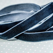 Лента, бархат, цвет прусский  синий, ширина 12.7 мм