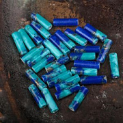 Бусина иcк.камень, колонна, цвет синий/бирюзовый, 12-13x4-4.5 мм