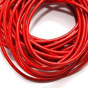 Шнур кожаный, цвет красный, диаметр 2.5 мм