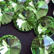 Кабошон стекло Риволи, цвет зеленый светлый, 14х7 мм