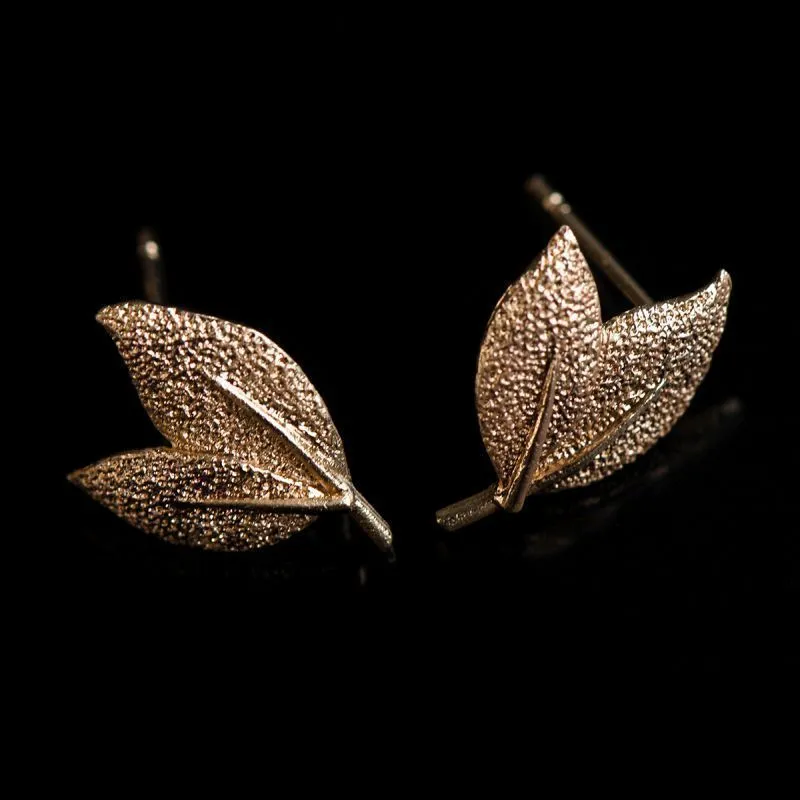 пуссеты "листики", позолоченные, цвет золото, 15.5x10 мм