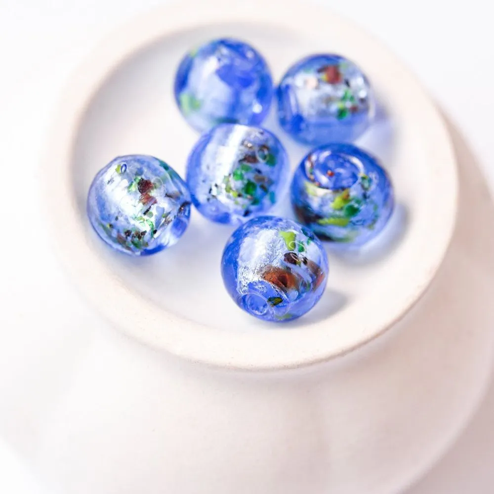 бусина, стекло с фольгой,  цвет лавандовый, 12 мм