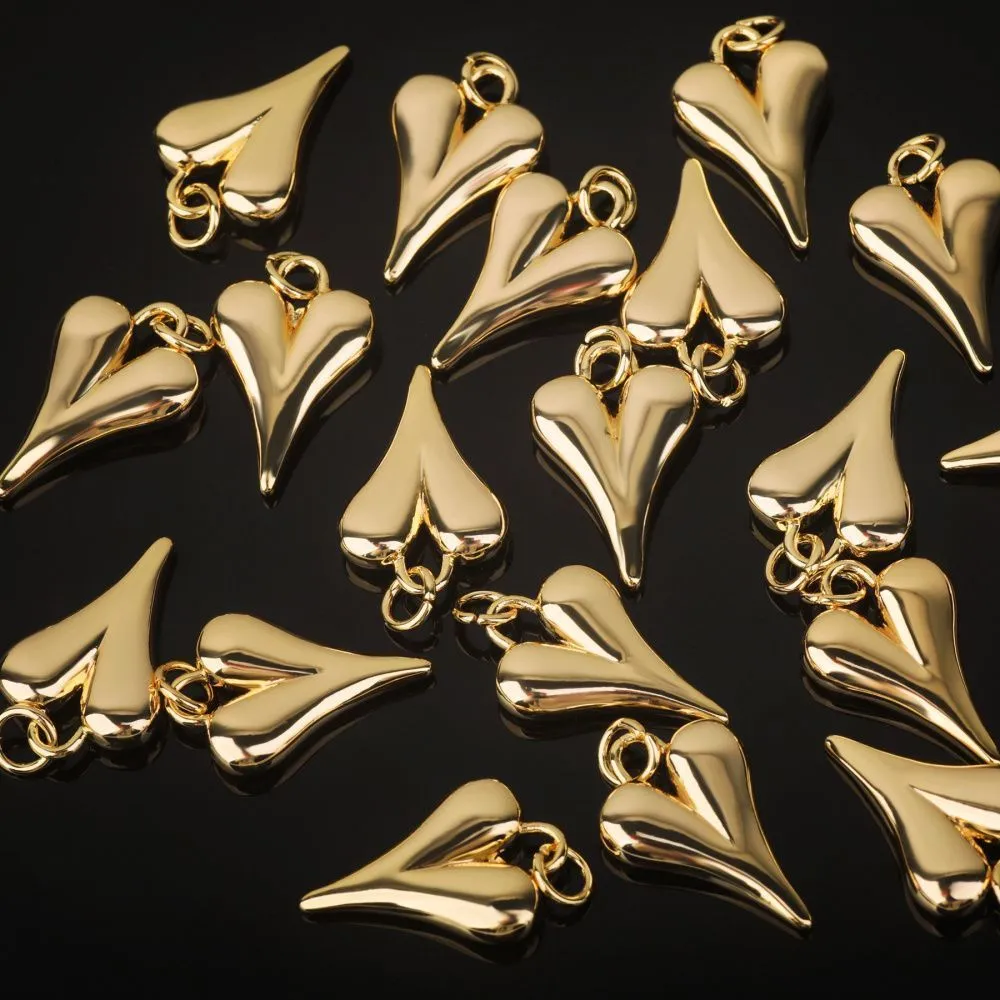 подвеска металл "сердце", позолота, 19.5x13x4 мм