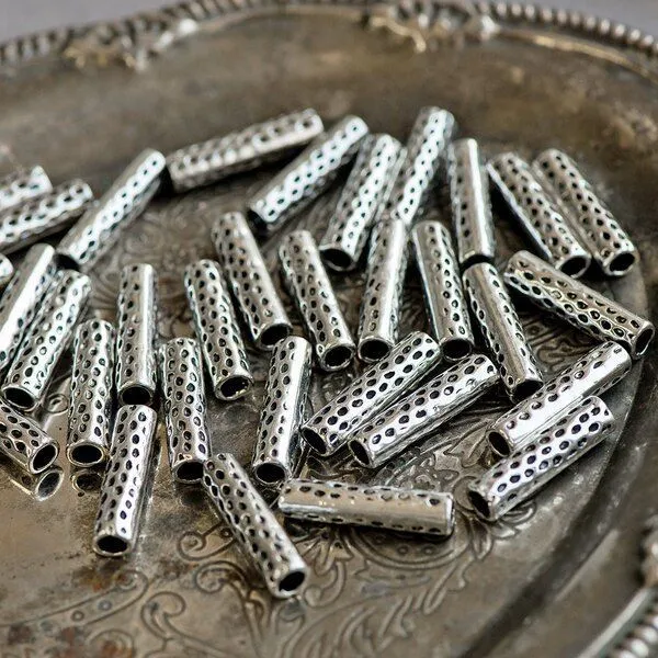 разделитель "туба", цвет античное серебро, 25x6 мм