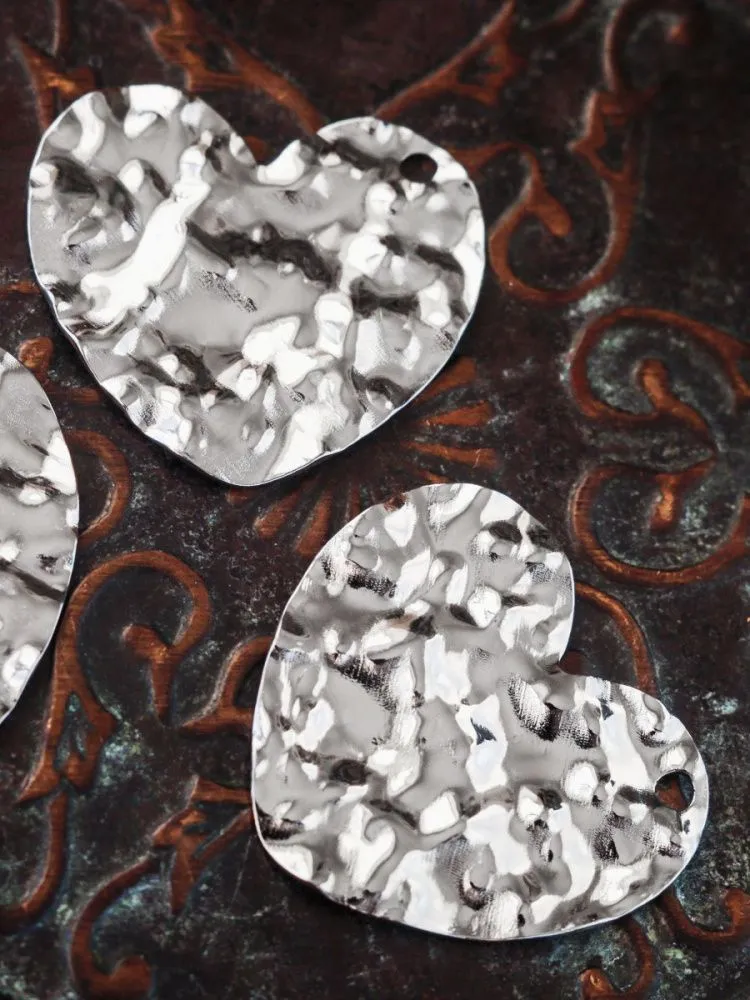 подвеска сталь "мятое сердце", цвет стальной, 29x31x2 мм