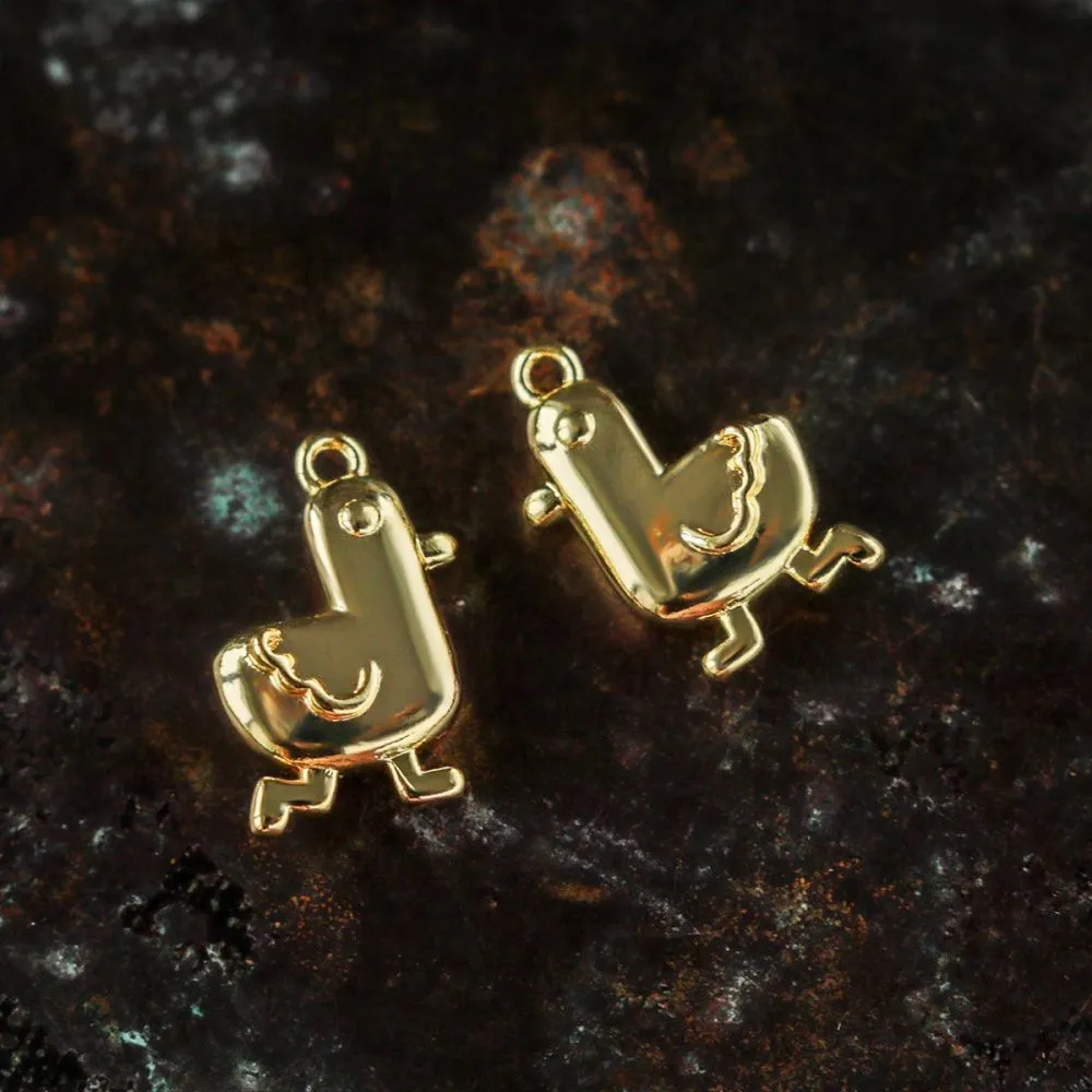 подвеска металл "гусь", позолота, 14x9 мм