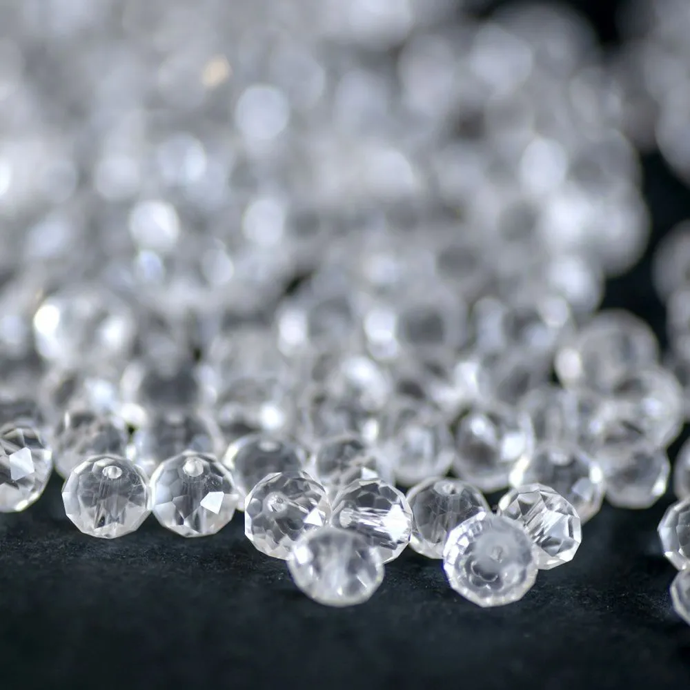 бусина, стекло абакус 6, граненая, цвет прозрачный, 6х4 мм